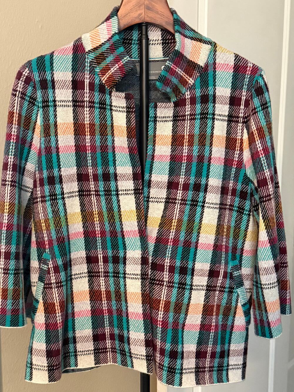 Anthropologie Multicolor Plaid Blazer Jacket M